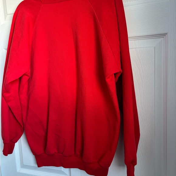 Vintage Hand-decorated Red Holiday Sweatshirt with Plaid Bow and Holly - Size XL - Picture 7 of 7